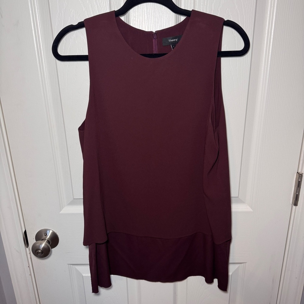 Theory Maroon Tiered Sleeveless Top